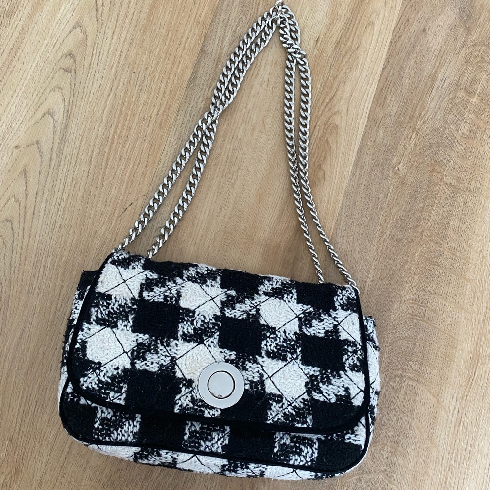 TWEET FABRIC SHOULDER CROSSBODY BAG black